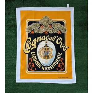 Cognac Oro Made In Italy Cotton Bar Liquor Tapestry Decor Fancy Cotton Vintage